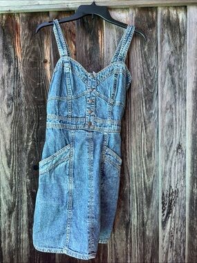 Denim Button-Front Mini Dress - Light Blue